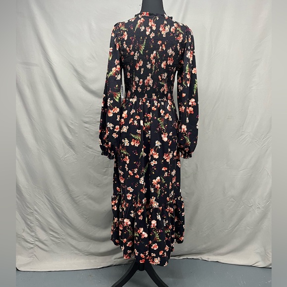 Old Navy Black Floral Long Sleeve Dress Medium NWT - Picture 2 of 9